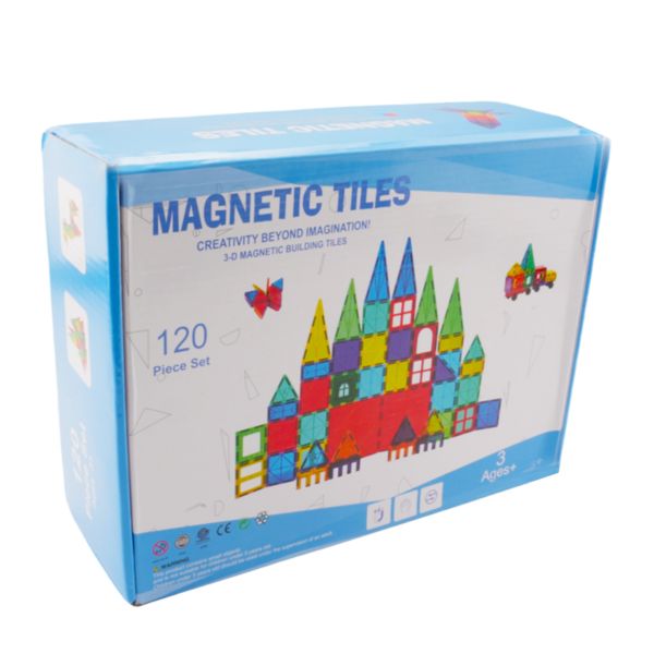 2025 New 120pcs 3D Children Magnetic Tiles Building Block Construction Toy Set