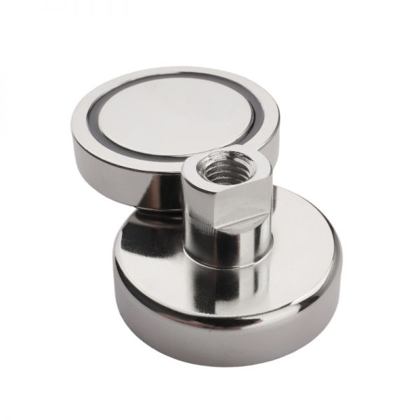 Custom D48mm Pot Magnet Neodymium Mounting Internal Thread Rod Magnetic Base with Snap Studs